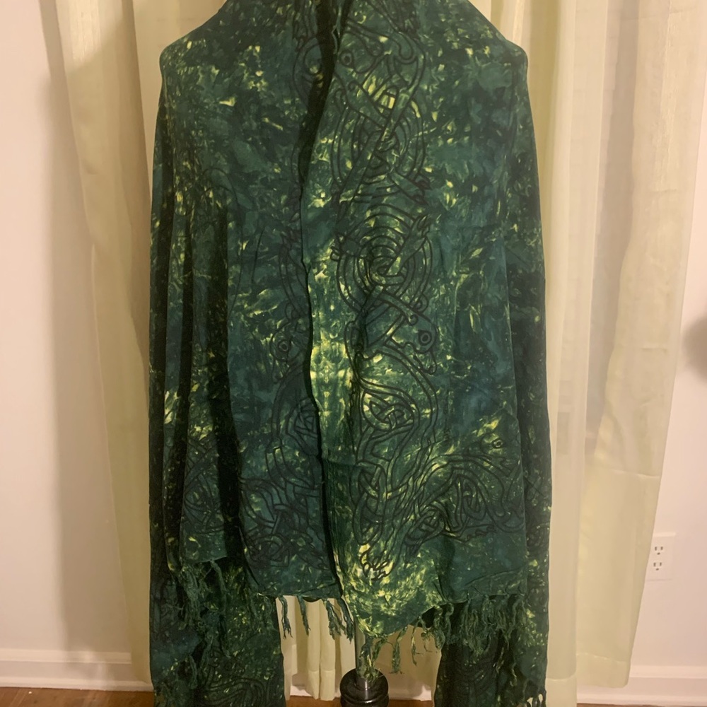Green and Yellow Patterned Shawl/pareo